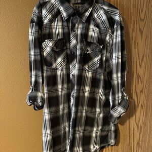 Black and White Plaid Men's Shirt